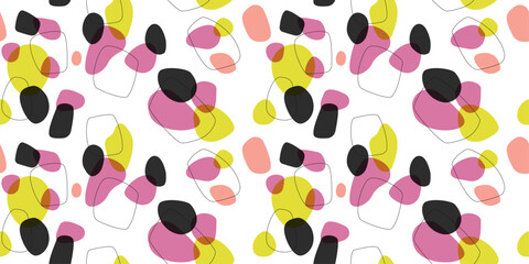 Poster - Minimalistic abstract composition of organic shapes in a trendy modern collage style. Can be seamless. For print, interior, stylish design.