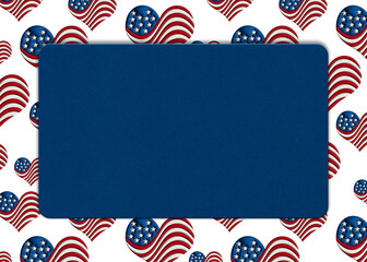 Wall Mural - Blue sign with USA stars and stripes flag hearts