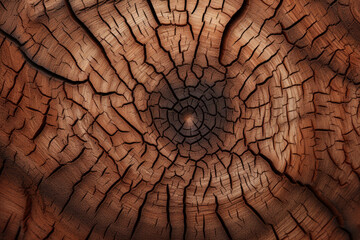 Canvas Print - Scorched, cut wood section of tree rings, surface material texture fir tree