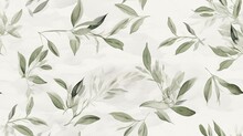  A Watercolor Painting Of Green Leaves On A White Background With A Black And White Photo Of The Leaves On The Left Side Of The Image.  Generative Ai