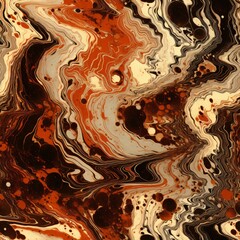 Poster - Abstract marbling in rich browns and earthy oranges. Seamless pattern. Organic coffee flow texture. Design for autumn decor, elegant packaging, or creative book covers