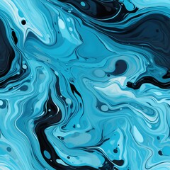 Poster - Elegant swirls of deep blue and black colors. Seamless marbled pattern. Liquid art design. Suitable for elegant wallpaper, stylish stationery, or textile print