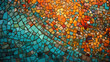 © tynza - Colorful abstract teal and orange mosaic background.