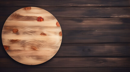 Wall Mural - Wood pizza board or plate for food on old wooden planks