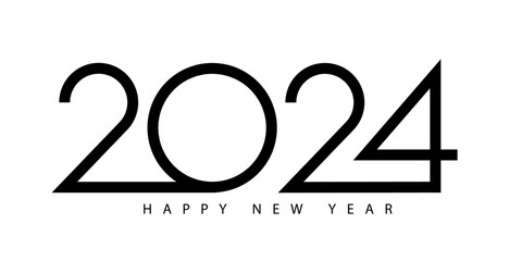 Aufkleber - 2024 Happy New Year design template with typography logo 2024 for celebration and season decoration. Minimalistic trendy background for posters, banner, brochure cover, card, calendar 