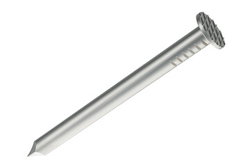 Poster - Steel Nail, metal nail. 3D rendering isolated on transparent background