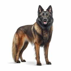 AI generated illustration of a belgian shepherd  breed dog isolated in a white background