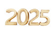 golden symbol bold number as year 2025, isolated, metallic glossy as luxury gold, changes to the best, better new year, wealth and luck