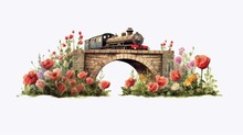 Belle Illustration Stone Bridge Train Locomo Ai Generated Art