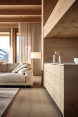 Wall Mural - Close up details of interior of  modern chalet in the mountains