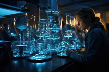 Poster - a team of international researchers collaborating on scientific discoveries, illustrating research a
