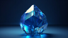 Blue Gem Oval Fantasy Sapphire Gemstone Bespoke Blue Background Picture AI Generated Art