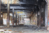Fototapeta Młodzieżowe - Messy abandoned factory warehouse. Creepy industrial hall