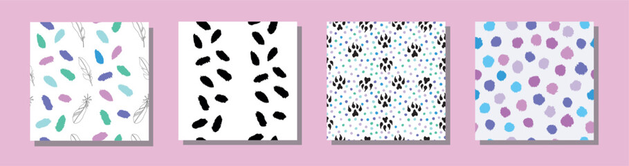 Sticker - Pattern set with animal footprint, plume, speck. 