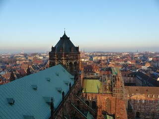 Wall Mural - Beautiful sunset over Strasbourg Minster in Alsace, France