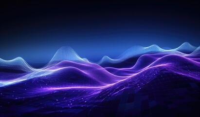 Wall Mural - blue and purple waves and lines presenting data visualization, futuristic space aesthetic, created w