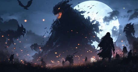 Wall Mural - a large monster with flames coming out of it