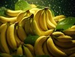 © vrozhko - Bunch of bananas on green leaf background. Bunch of fresh bananas with splashes