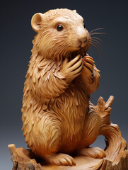 Poster - A Detailed Wood Carving of a Lemming