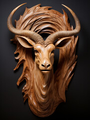 Poster - A Detailed Wood Carving of an Antelope