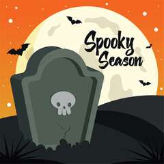 Sticker - Tombstone in the dark nigth Halloween season Vector