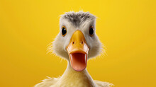 Funny Duck, Portrait, On An Isolated Background