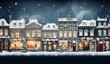 AI generated illustration of a festive winter holiday scene featuring a quaint Christmas village