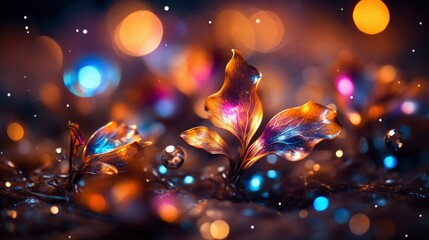 Wall Mural - Abstract Blurred Image Night Festival Garden ,Bright Background, Background Hd