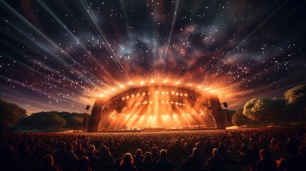 Wall Mural - Blurred People Watching Concert Park Open Bright ,Bright Background, Background Hd