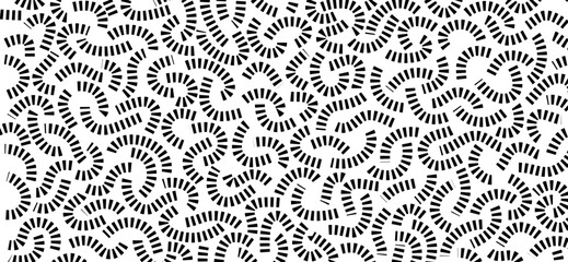 Sticker - Monochrome doodle pattern. Funny pattern. Black curves on white background.