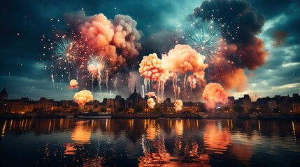 Wall Mural - Happy New Year 2024 Beautiful Creative ,Bright Background, Background Hd