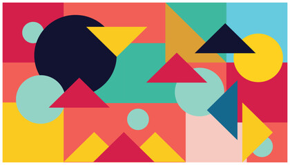 Poster - abstract background with geometric shapes. vector illustration. Eps 10. Abstract colorful geometric background with circles and squares. Vector Illustration  in retro style, 