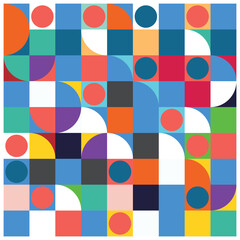 Poster - abstract background with geometric shapes. vector illustration. Eps 10. Abstract colorful geometric background with circles and squares. Vector Illustration  in retro style, 