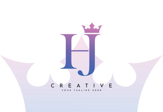 HJ initial logo letter H J with crown vector symbol