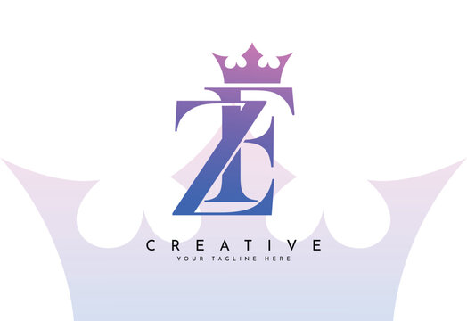 ZF initial logo letter Z F with crown vector symbol