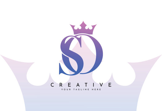 SO initial logo letter S O with crown vector symbol