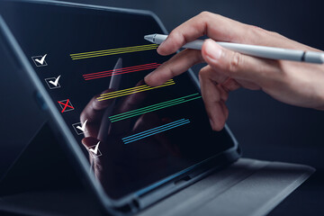 Aufkleber - Digital Guarantee Checkmark, business checking quality assurance Standardization, certification. Compliance to regulations service and standards.