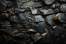 AI Generated Illustration Of A Stone Wall With A Unique Pattern Of Dark And Golden Rocks