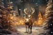 Santa Claus' Reindeer Deer Snow Mountain Christmas Tree Merry Xmas