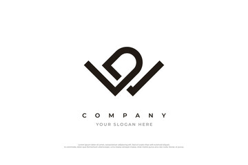 Canvas Print - Initial Letter WD Logo or DW Logo Design Vector