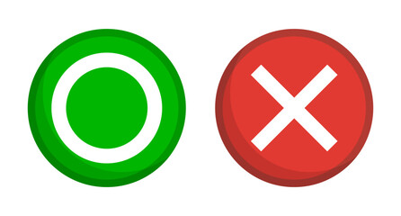 Poster - circle and cross icon set. correct and incorrect icons. vectors.