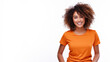 © pariketan - Afro american woman wearing orange t-shirt isolated on gray background