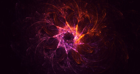 Poster - 3D manual rendering abstract colorful fractal light background