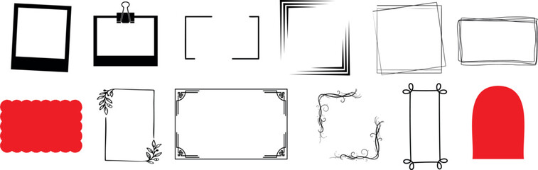 Wall Mural - frames, borders Vector illustration, essential collection for creative project, perfect for scrapbooking, card making. Various shapes: square, rectangle, arch, banner, ribbon, label, tag