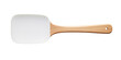 Silicon spatula with wooden handle isolated on transparent background, top view