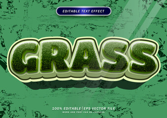 Poster - grass editable text effect 3d cartoon