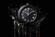 A Melting Black Clock Against a Dark Background, Symbolizing the Invaluable Nature of Time. A Reminder to Cherish Every Moment and Embrace the Time is Money Concept