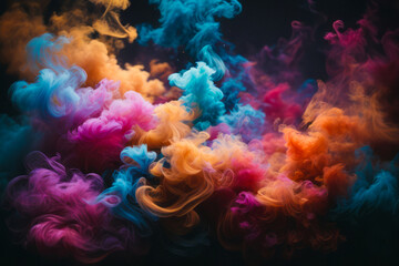 Wall Mural - Explosion of colored powder on black background. Abstract colored background
