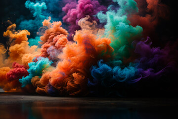 Wall Mural - Explosion of colored powder on black background. Abstract colored background