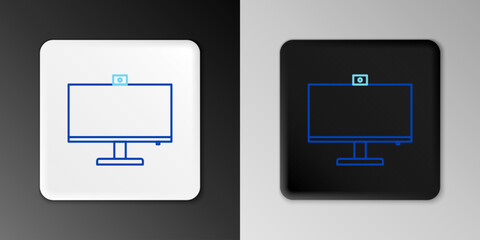 Poster - Line Computer monitor icon isolated on grey background. PC component sign. Colorful outline concept. Vector